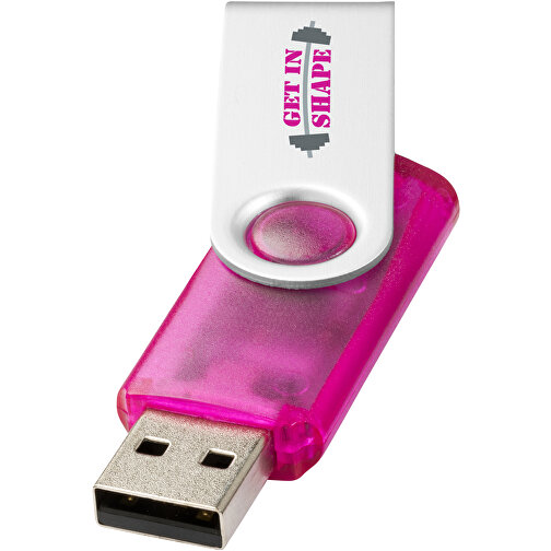 Rotate Transculent USB-Stick , rosa MB , 8 GB , Kunststoff, Aluminium MB , 5,80cm x 1,90cm x 1,00cm (Länge x Höhe x Breite), Bild 2