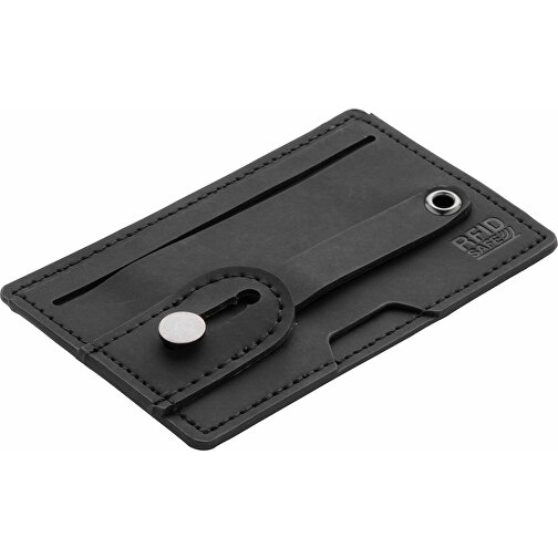 3-in1-RFID Kartenhalter Für Ihr Smartphone, Schwarz , schwarz, PU, 10,20cm x 0,30cm (Länge x Höhe), Bild 1