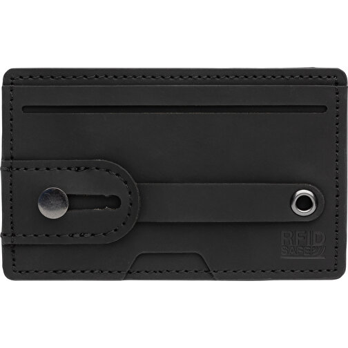 3-in1-RFID Kartenhalter Für Ihr Smartphone, Schwarz , schwarz, PU, 10,20cm x 0,30cm (Länge x Höhe), Bild 5
