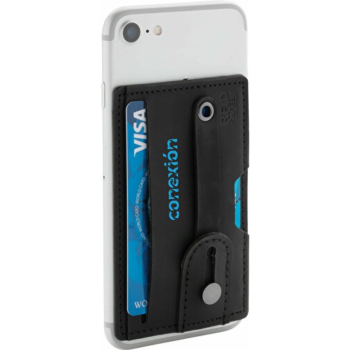 3-in1-RFID Kartenhalter Für Ihr Smartphone, Schwarz , schwarz, PU, 10,20cm x 0,30cm (Länge x Höhe), Bild 7