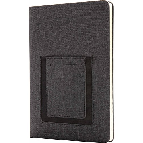 Deluxe A5 Notizbuch Mit Telefontasche, Schwarz , schwarz, Papier, 21,00cm x 2,00cm (Länge x Höhe), Bild 1