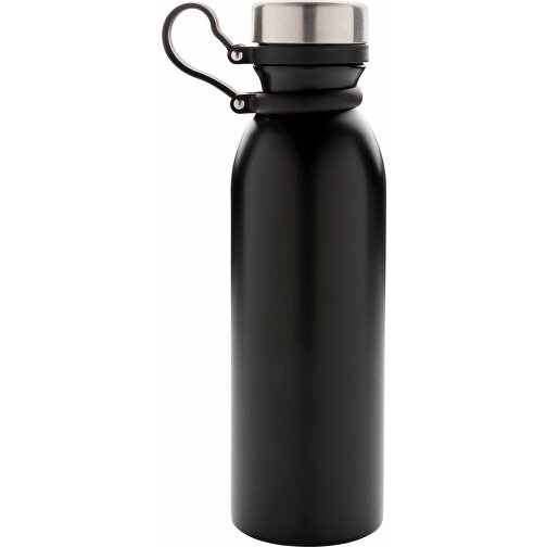 Kupfer-Vakuumisolierte Flasche Mit Trageriemen, Schwarz , schwarz, Edelstahl, 25,50cm (Höhe), Bild 2