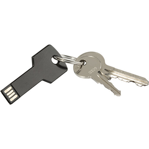USB-Stick Schlüssel 2.0 64GB , Promo Effects MB , schwarz MB , 65 GB , Metall MB , 3 - 10 MB/s MB , 5,70cm x 2,40cm (Länge x Breite), Bild 2