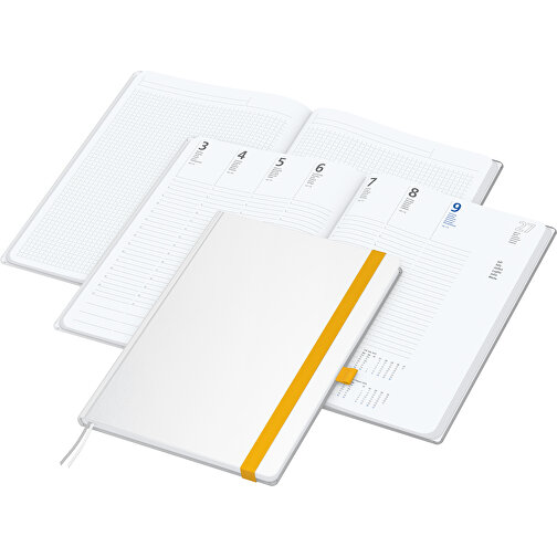 Buchkalender Match-Hybrid White Bestseller A4, Cover-Star Gloss, Gelb , gelb, Schreibpapier 90 g/m², 29,70cm x 21,00cm (Länge x Breite), Bild 2