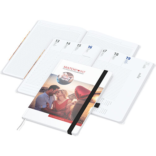 Buchkalender Match-Hybrid White Bestseller A4, Cover-Star Matt, Schwarz , schwarz, Schreibpapier 90 g/m², 29,70cm x 21,00cm (Länge x Breite), Bild 1
