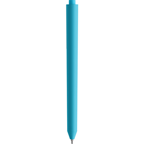 Pigra P03 Soft Touch Push Kugelschreiber , hellblau / weiß, ABS-Kunststoff, 14,00cm x 1,30cm (Länge x Breite), Bild 2