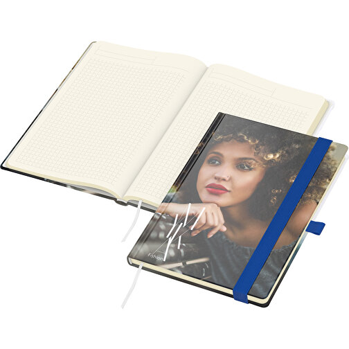 Notizbuch Match-Book Creme Bestseller A5 Cover-Star Matt-individuell, Mittelblau , mittelblau, Cremefarbenes Schreibpapier 90 g/m², 21,00cm x 14,80cm (Länge x Breite), Bild 1