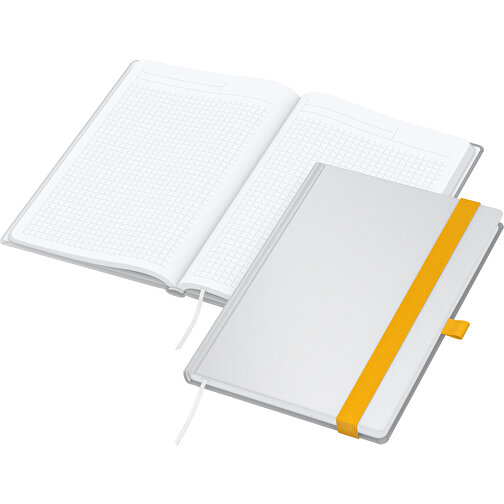 Notizbuch Match-Book White Bestseller A5 Cover-Star Matt-individuell, Gelb , gelb, Hochweißes Schreibpapier 90 g/m², 21,00cm x 14,80cm (Länge x Breite), Bild 2