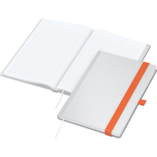 Notizbuch Match-Book White Bestseller A5 Cover-Star Matt-individuell, Orange , orange, Hochweißes Schreibpapier 90 g/m², 21,00cm x 14,80cm (Länge x Breite), Bild 2