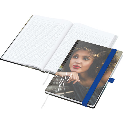 Notizbuch Match-Book White Bestseller A5 Cover-Star Matt-individuell, Mittelblau , mittelblau, Hochweißes Schreibpapier 90 g/m², 21,00cm x 14,80cm (Länge x Breite), Bild 1