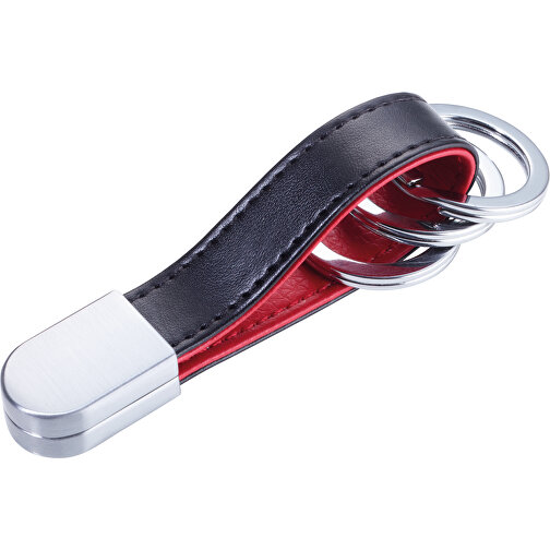 TROIKA Schlüsselanhänger TWISTER STYLE RED PEPPER , Troika, rot, schwarz, Kunstleder, Leder, Metall, 8,60cm x 1,00cm x 1,70cm (Länge x Höhe x Breite), Bild 1