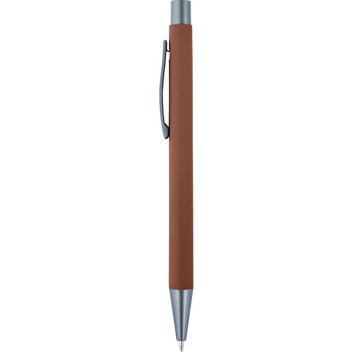 Kugelschreiber Mit Softtouch-Oberfläche Und Glanzgravur Emmett , braun, Aluminium, Metall, Kautschuk, , Bild 4