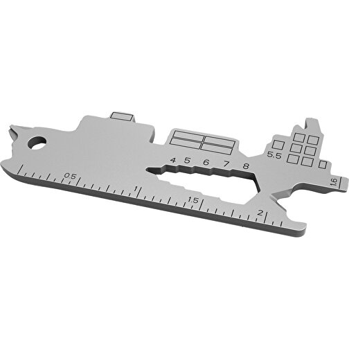 ROMINOX® Key Tool // Cargo Ship - 19 Functions (Containerschiff) , Edelstahl, 7,30cm x 0,23cm x 2,90cm (Länge x Höhe x Breite), Bild 2