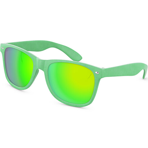 Sunshine Eco Mirror - UV 400 , Promo Effects, verspiegelt grün, Weizenstroh, Kunststoff, 14,50cm x 4,80cm x 15,00cm (Länge x Höhe x Breite), Bild 2