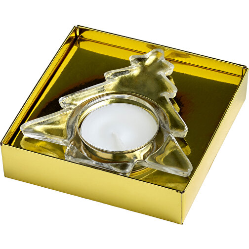 Teelichthalter Aus Glas Casey , gold, Glas, 9,00cm x 2,20cm x 9,00cm (Länge x Höhe x Breite), Bild 2