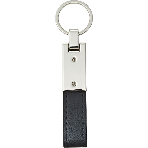 Schlüsselanhänger Mit Stahlplatte Und Kunsstofflasche Keon , schwarz, Plastik, PU, 9,00cm x 0,90cm x 1,90cm (Länge x Höhe x Breite), Bild 1