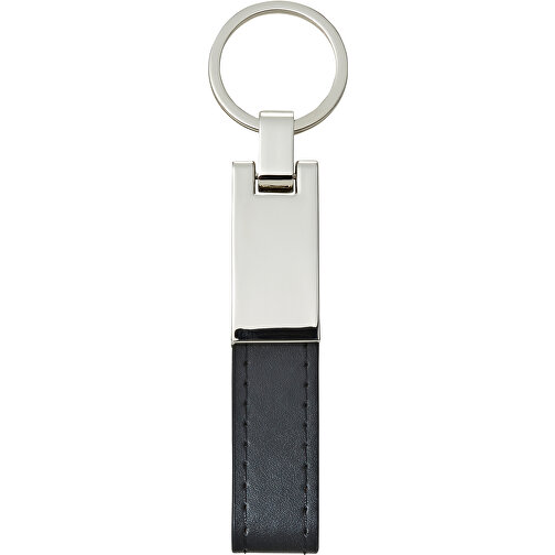 Schlüsselanhänger Mit Stahlplatte Und Kunsstofflasche Keon , schwarz, Plastik, PU, 9,00cm x 0,90cm x 1,90cm (Länge x Höhe x Breite), Bild 2