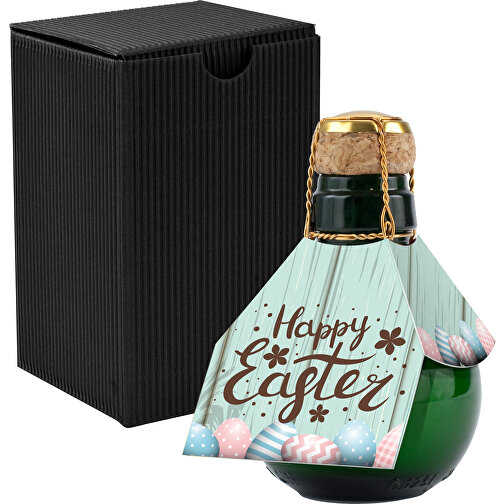Kleinste Sektflasche Der Welt! Happy Easter - Inklusive Geschenkkarton In Schwarz , schwarz, Glas, 7,50cm x 12,00cm x 7,50cm (Länge x Höhe x Breite), Bild 1