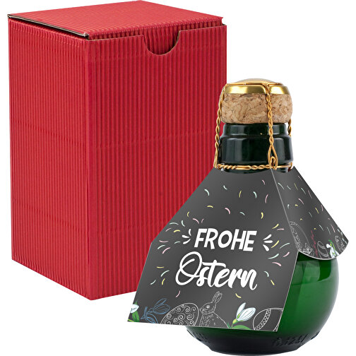 Kleinste Sektflasche Der Welt! Frohe Ostern - Inklusive Geschenkkarton In Rot , rot, Glas, 7,50cm x 12,00cm x 7,50cm (Länge x Höhe x Breite), Bild 1