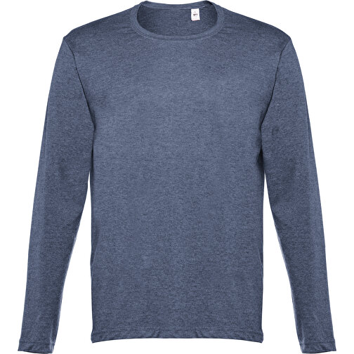 THC BUCHAREST. Herren Langarm T-Shirt , blau melliert, 100% Baumwolle, L, 74,50cm x 54,00cm (Länge x Breite), Bild 1