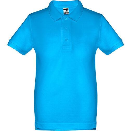THC ADAM KIDS. Kurzärmeliges Baumwoll-Poloshirt Für Kinder (unisex) , wasserblau, 100% Baumwolle, 12, 63,00cm x 46,00cm (Länge x Breite), Bild 1