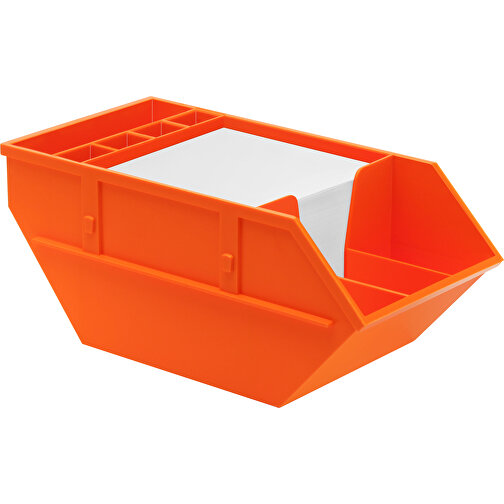 Zettelbox 'Container' , orange, PS+PAP, 21,00cm x 9,00cm x 10,70cm (Länge x Höhe x Breite), Bild 1