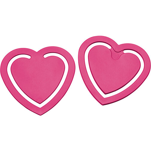 Zettelklammer 'Herz' , pink, PS, 6,50cm x 0,20cm x 6,30cm (Länge x Höhe x Breite), Bild 1