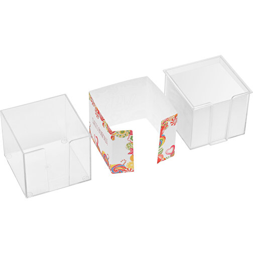 Zettelbox 'Sigma', Doppelwandig , glasklar, PS+PAP, 10,50cm x 9,00cm x 10,50cm (Länge x Höhe x Breite), Bild 3