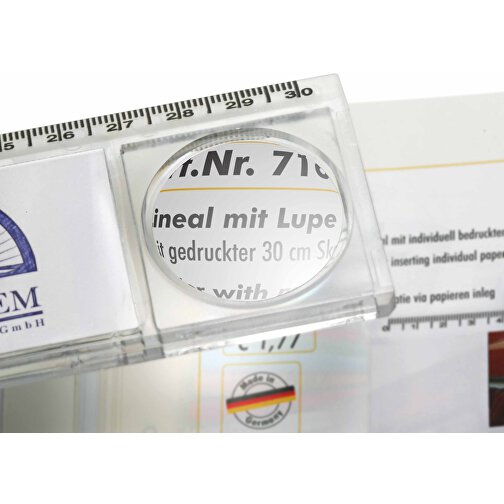 Lineal Mit Lupe , glasklar, PS+PAP, 31,00cm x 0,50cm x 4,80cm (Länge x Höhe x Breite), Bild 2