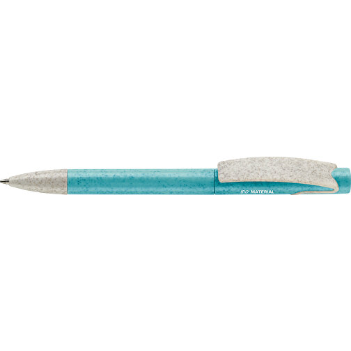 Kugelschreiber Punto Eco , hellblau / beige, Weizenstroh & ABS, 14,70cm (Länge), Bild 3