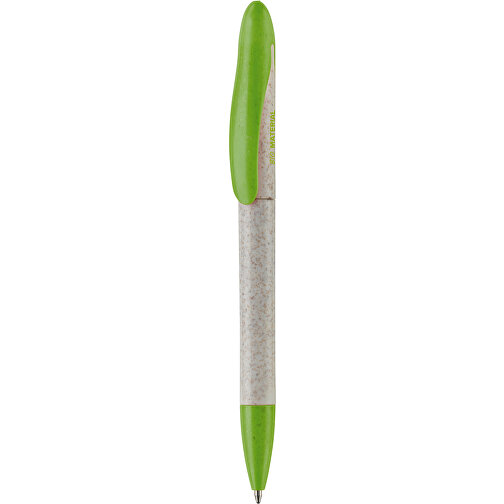 Kugelschreiber Speedy Eco , beige / hellgrün, Weizenstroh & ABS, 14,30cm (Länge), Bild 1