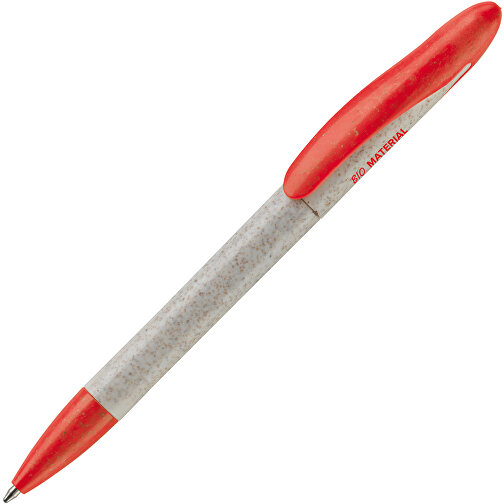 Kugelschreiber Speedy Eco , beige / rot, Weizenstroh & ABS, 14,30cm (Länge), Bild 2