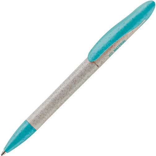 Kugelschreiber Speedy Eco , beige / hellblau, Weizenstroh & ABS, 14,30cm (Länge), Bild 2