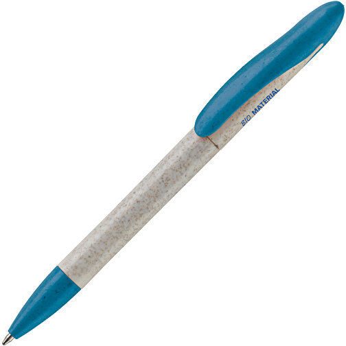 Kugelschreiber Speedy Eco , beige / blau, Weizenstroh & ABS, 14,30cm (Länge), Bild 2