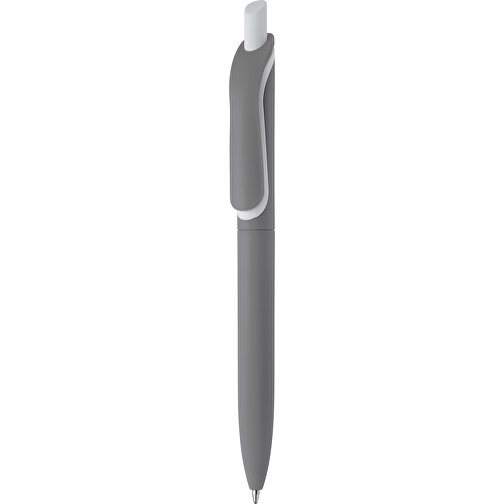 Kugelschreiber Click-Shadow Soft-Touch Hergestellt In Deutschland , grau, ABS, 14,30cm (Länge), Bild 1