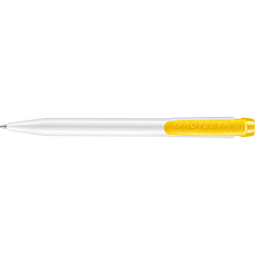 Kugelschreiber IProtect , weiß / gelb, ABS mit zinc ionen, 13,50cm (Länge), Bild 3