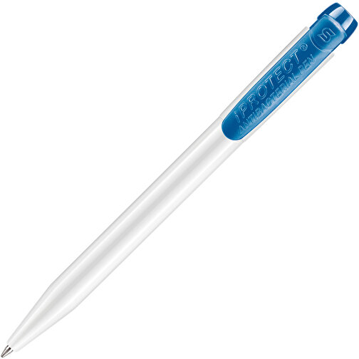 Kugelschreiber IProtect Hardcolour , weiß / blau, ABS with zinc ions, 13,50cm (Länge), Bild 1