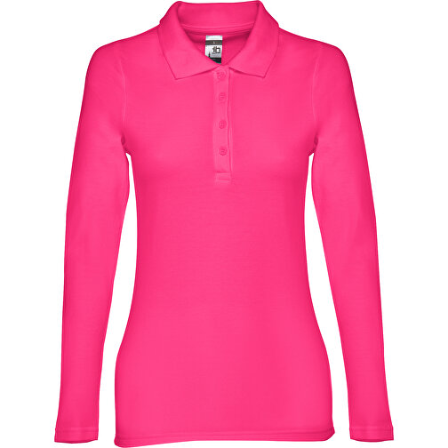 THC BERN WOMEN. Damen Langarm-Poloshirt , hellgrau melliert, 100% Baumwolle, S, 62,00cm x 40,00cm (Länge x Breite), Bild 2