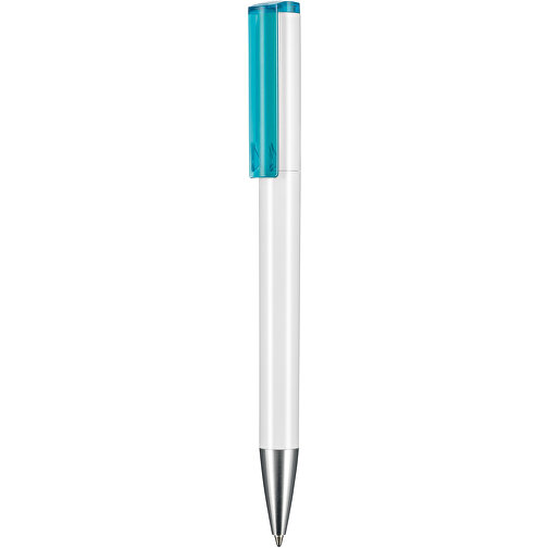 Kugelschreiber LIFT ST , Ritter-Pen, weiss/türkis TR/FR, ABS-Kunststoff, 140,00cm (Länge), Bild 1