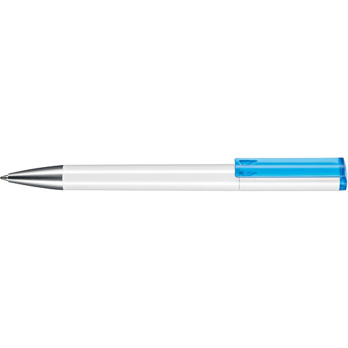 Kugelschreiber LIFT ST , Ritter-Pen, weiss/caribic-blau TR/FR, ABS-Kunststoff, 140,00cm (Länge), Bild 3