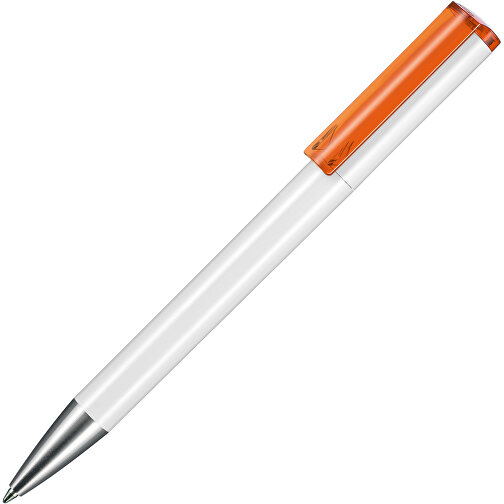 Kugelschreiber LIFT ST , Ritter-Pen, weiss/clementine-orange TR/FR, ABS-Kunststoff, 140,00cm (Länge), Bild 2
