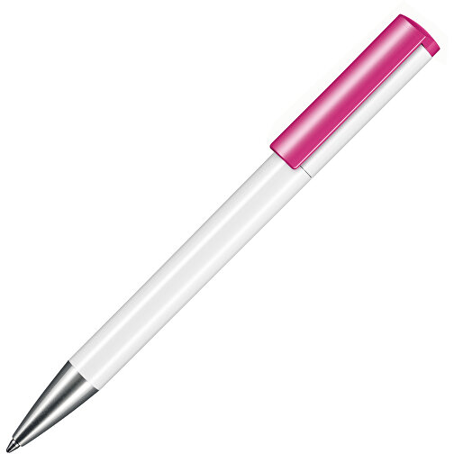 Kugelschreiber LIFT , Ritter-Pen, weiß/fuchsia-pink, ABS-Kunststoff, 140,00cm (Länge), Bild 2