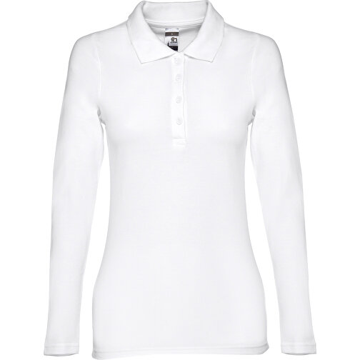 THC BERN WOMEN WH. Langärmeliges Poloshirt Für Damen Aus Kardierter Baumwolle , weiss, 100% Baumwolle, M, 64,00cm x 43,00cm (Länge x Breite), Bild 2