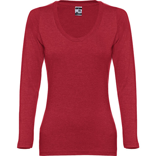 THC BUCHAREST WOMEN. Langärmeliges Tailliertes T-Shirt Für Frauen Aus Baumwolle , rot melliert, 100% Baumwolle, M, 63,00cm x 44,00cm (Länge x Breite), Bild 1