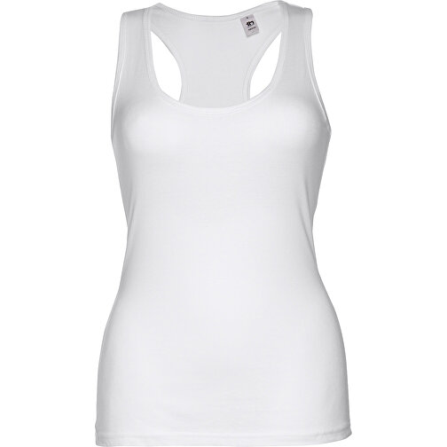 THC TIRANA WH. Ärmelloses Damen-T-Shirt Aus Baumwolle. Farbe Weiß , weiß, 100% Baumwolle, XL, 68,00cm x 46,50cm (Länge x Breite), Bild 2