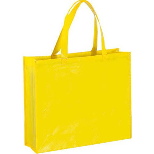 Tasche FLUBBER , gelb, Laminiert Vliesstoff, 40,00cm x 11,50cm x 35,00cm (Länge x Höhe x Breite), Bild 1