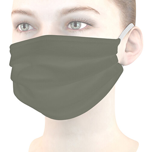 Mund-Nasen-Maske , kohlgrün, Baumwolle, 11,00cm x 9,00cm (Länge x Breite), Bild 1