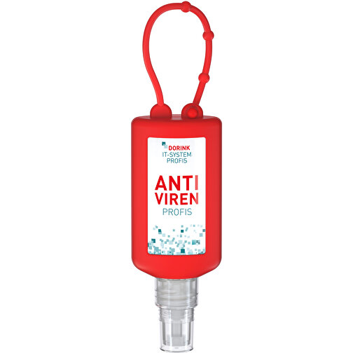 Spray disinfettante per le mani (DIN EN 1500), 50 ml paraurti rosso, etichetta corpo (R-PET), Immagine 2