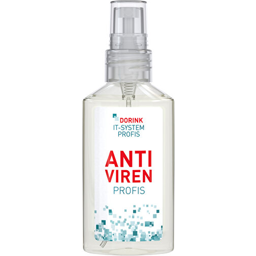 Hände-Desinfektionsspray (DIN EN 1500), 50 Ml, Body Label (R-PET) , transparent, Kunststoff (100% recycelt), Folie, 2,20cm x 12,40cm x 4,50cm (Länge x Höhe x Breite), Bild 2