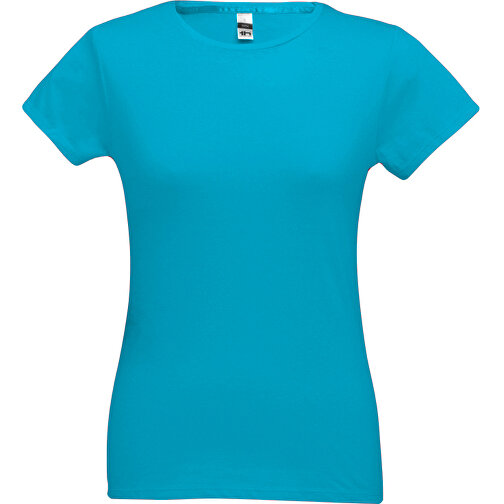 THC SOFIA. Tailliertes Damen-T-Shirt , wasserblau, 100% Baumwolle, L, 64,00cm x 47,00cm (Länge x Breite), Bild 1